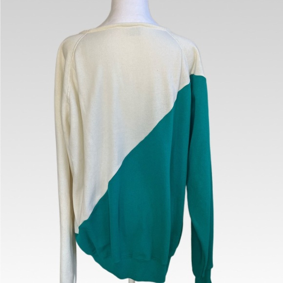 VINTAGE Hanes Teal and Cream Floral Women's Sweater SIZE XL - Picture 3 of 7